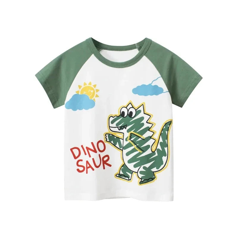 Camiseta Infantil Estampada de Algodão Camiseta Infantil 01 Kabannas Dinossauro 1-2 Anos 