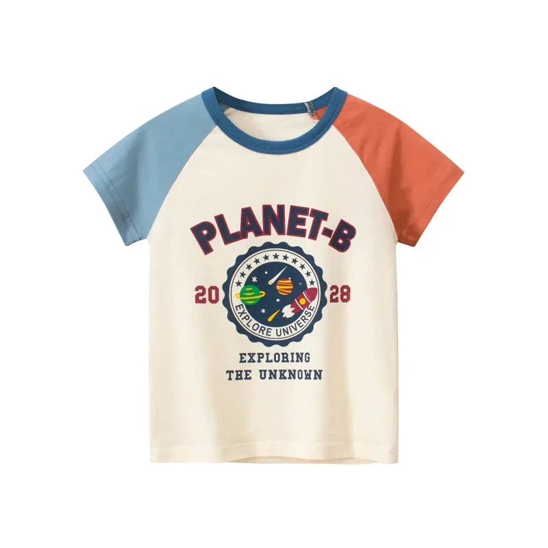 Camiseta Infantil Estampada de Algodão Camiseta Infantil 01 Kabannas Explorar universo 1-2 Anos 