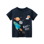 Camiseta Infantil Estampada de Algodão Camiseta Infantil 01 Kabannas Foguete espacial 1-2 Anos 