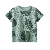 Camiseta Infantil Estampada de Algodão Camiseta Infantil 01 Kabannas Folhas tropicais 1-2 Anos 