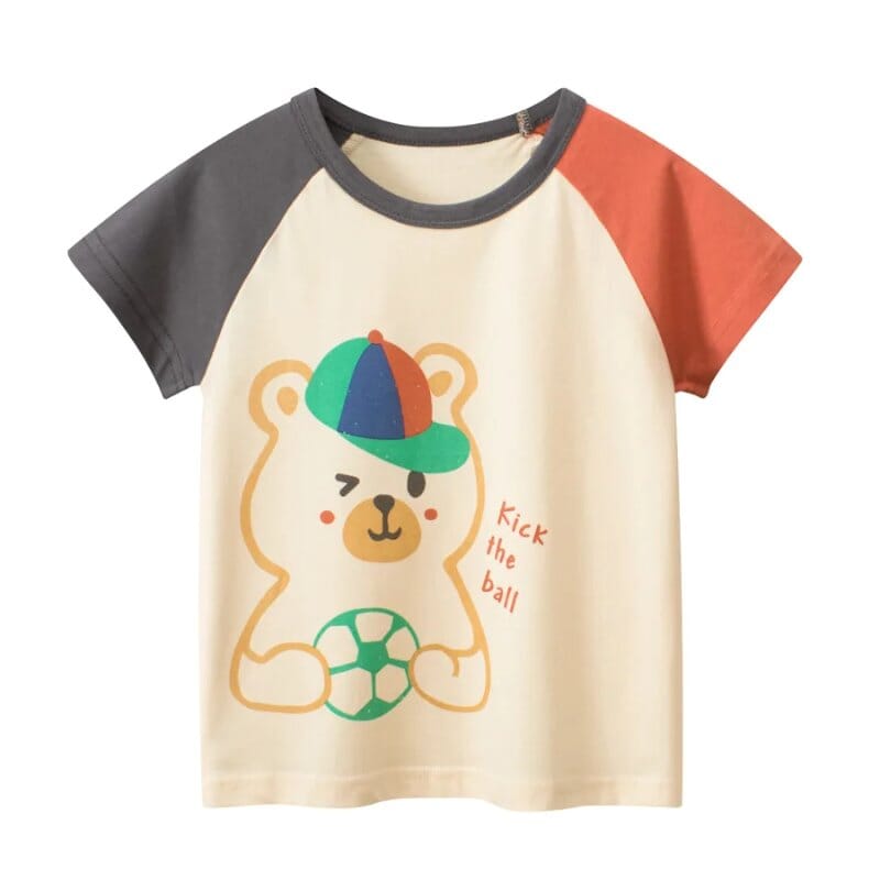 Camiseta Infantil Estampada de Algodão Camiseta Infantil 01 Kabannas Urso futebol 1-2 Anos 