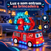Carrinho bombeiro infantil com luz LED e som