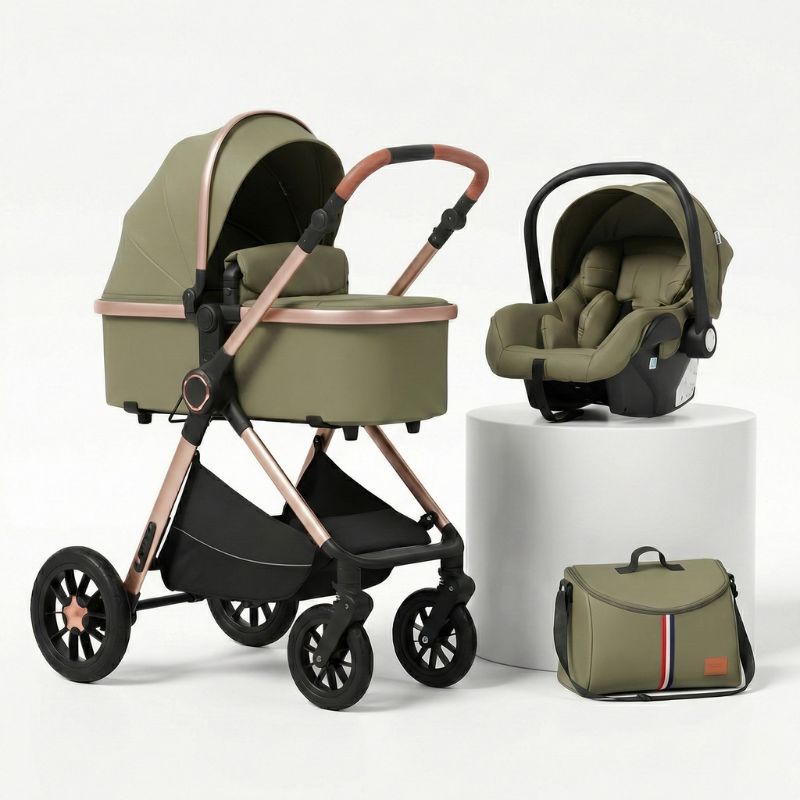 Carrinho de Bebê 4 em 1 Multifuncional - Kidilo Carrinho de Bebê 20 Kabannas Verde 