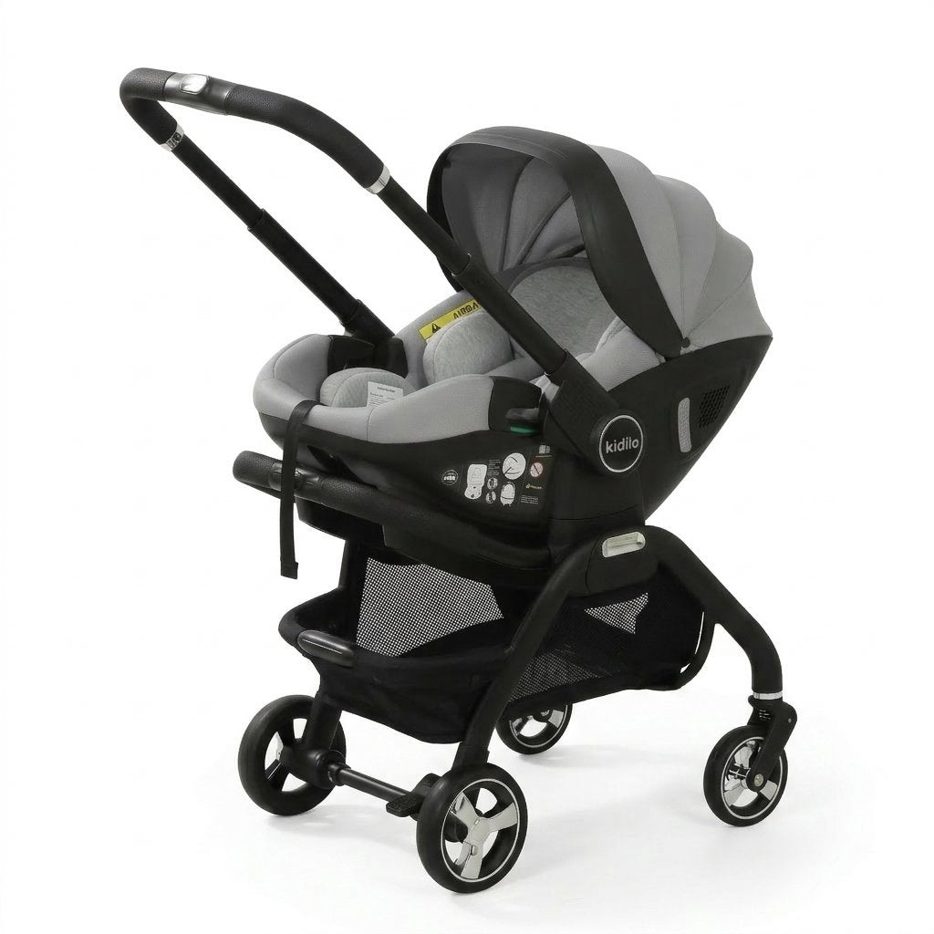 Carrinho de Bebê Kidilo 3 em 1 S366 Carrinho de Bebê 400 Kabannas Cinza 