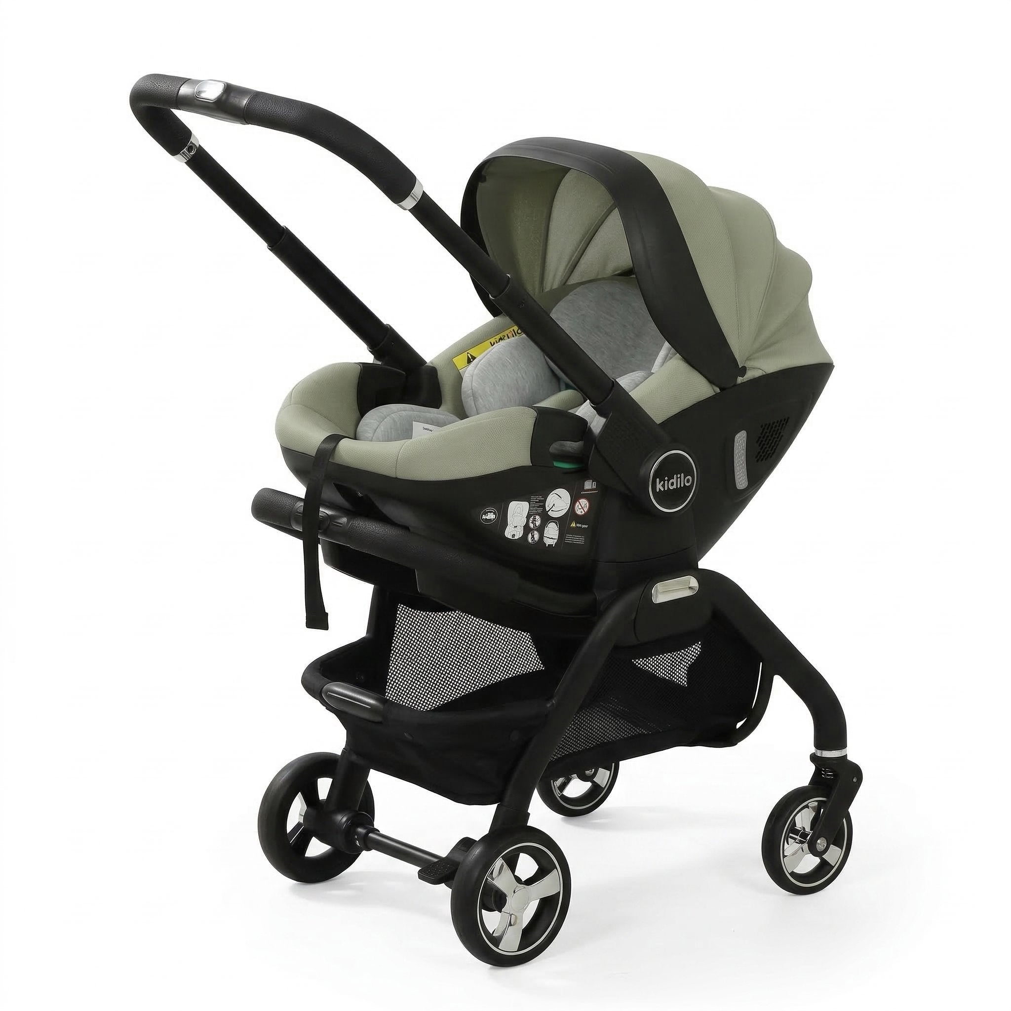 Carrinho de Bebê Kidilo 3 em 1 S366 Carrinho de Bebê 400 Kabannas Verde oliva 