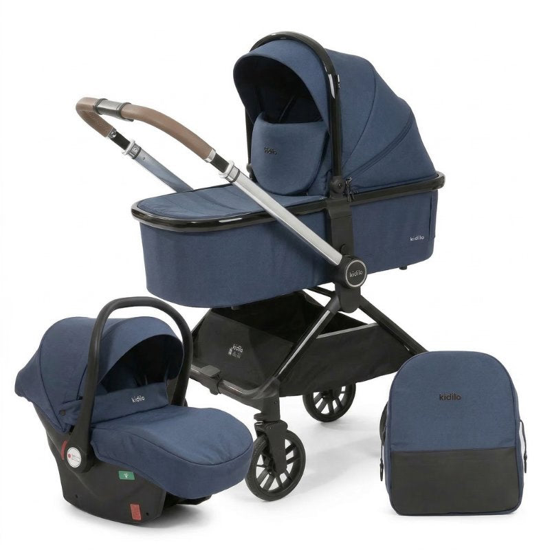 Carrinho de Bebê Kidilo D900 3 em 1 Carrinho de Bebê 300 Kabannas Azul marinho 