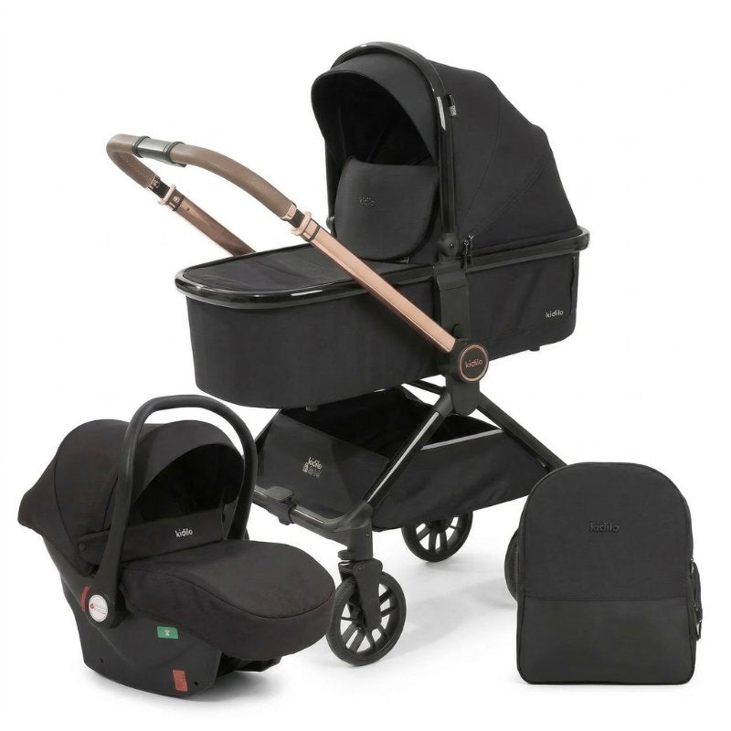 Carrinho de Bebê Kidilo D900 3 em 1 Carrinho de Bebê 300 Kabannas Preto 