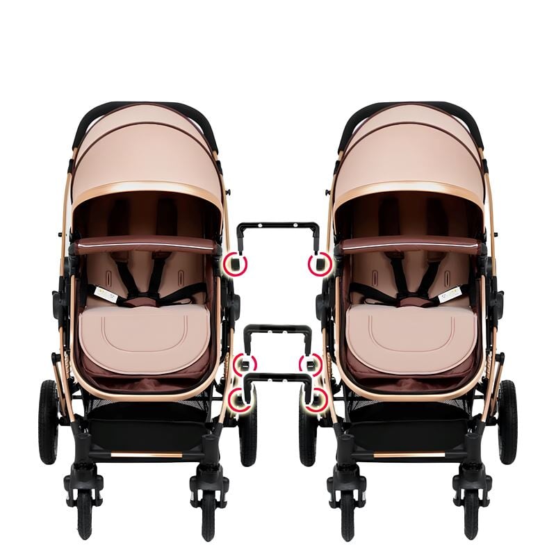 Carrinho de Bebê para Gêmeos com Bebê Conforto - Belecoo Twins Kabannas 