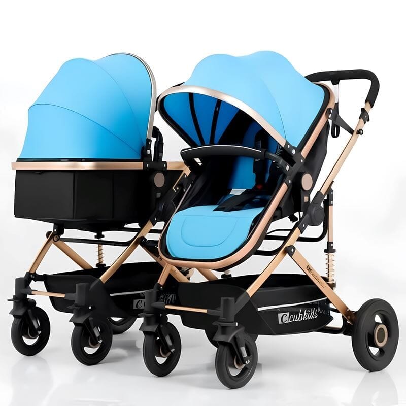 Carrinho de Bebê para Gêmeos - Cubkids Kabannas Carrinho de Bebê - Azul 