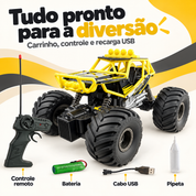 Carrinho off-road com controle bateria cabo USB e pipeta