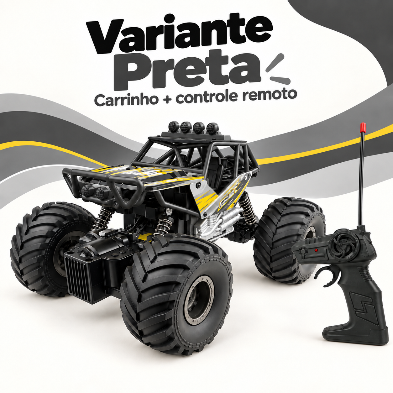 Variante preta do carrinho off-road com controle remoto