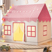 Casinha Barraca Infantil Tenda de Brincar Xadrez com Cortina Cabana Infantil 06 Kabannas Rosa 