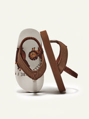 Chinelo Infantil Sandália Bebê Estampa Animal Cartoon Solado EVA 001 Sandália Infantil 09 Kabannas Marrom e branco 18 