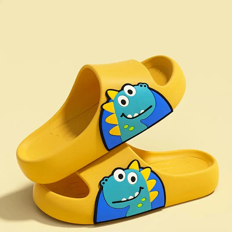 Chinelo Slide Infantil Dinossauro Sola Grossa Macio Antiderrapante Calçado Infantil 10 Kabannas Amarelo 26 