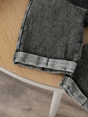 Conjunto 2 Peças Bebê Camiseta Manga Longa e Jardineira Jeans Casual Conjunto Unissex 01 Kabannas 