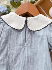 Conjunto 2 Peças Bebê Menina Blusa Gola Peter Pan Bordada Borboleta e Shorts 001 Conjunto Menina 02 Kabannas 