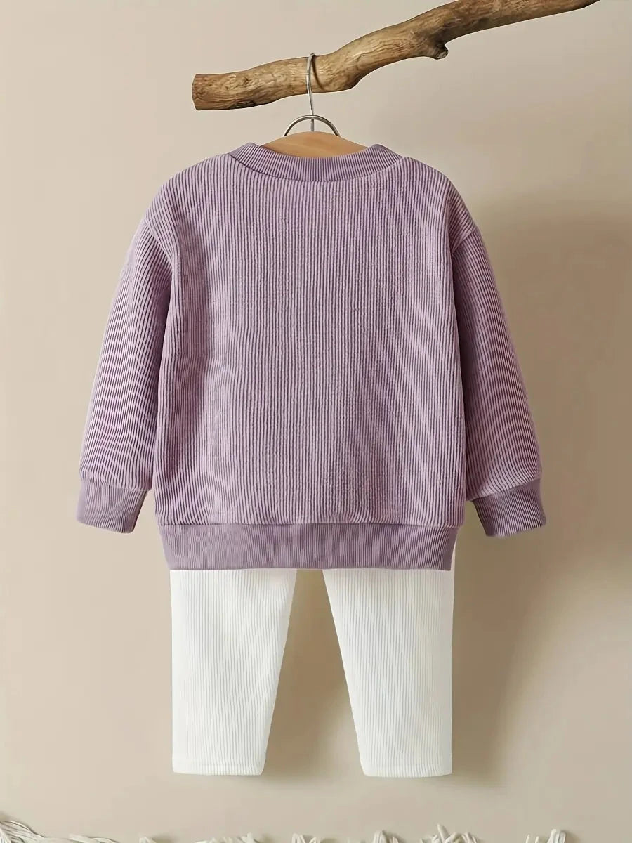 Conjunto 2 Peças Bebê Menina Blusa Manga Longa com Laços Calça Canelada Conjunto Menina 11 Kabannas 