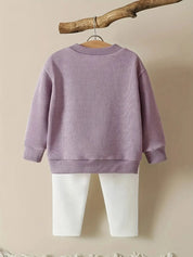 Conjunto 2 Peças Bebê Menina Blusa Manga Longa com Laços Calça Canelada Conjunto Menina 11 Kabannas 