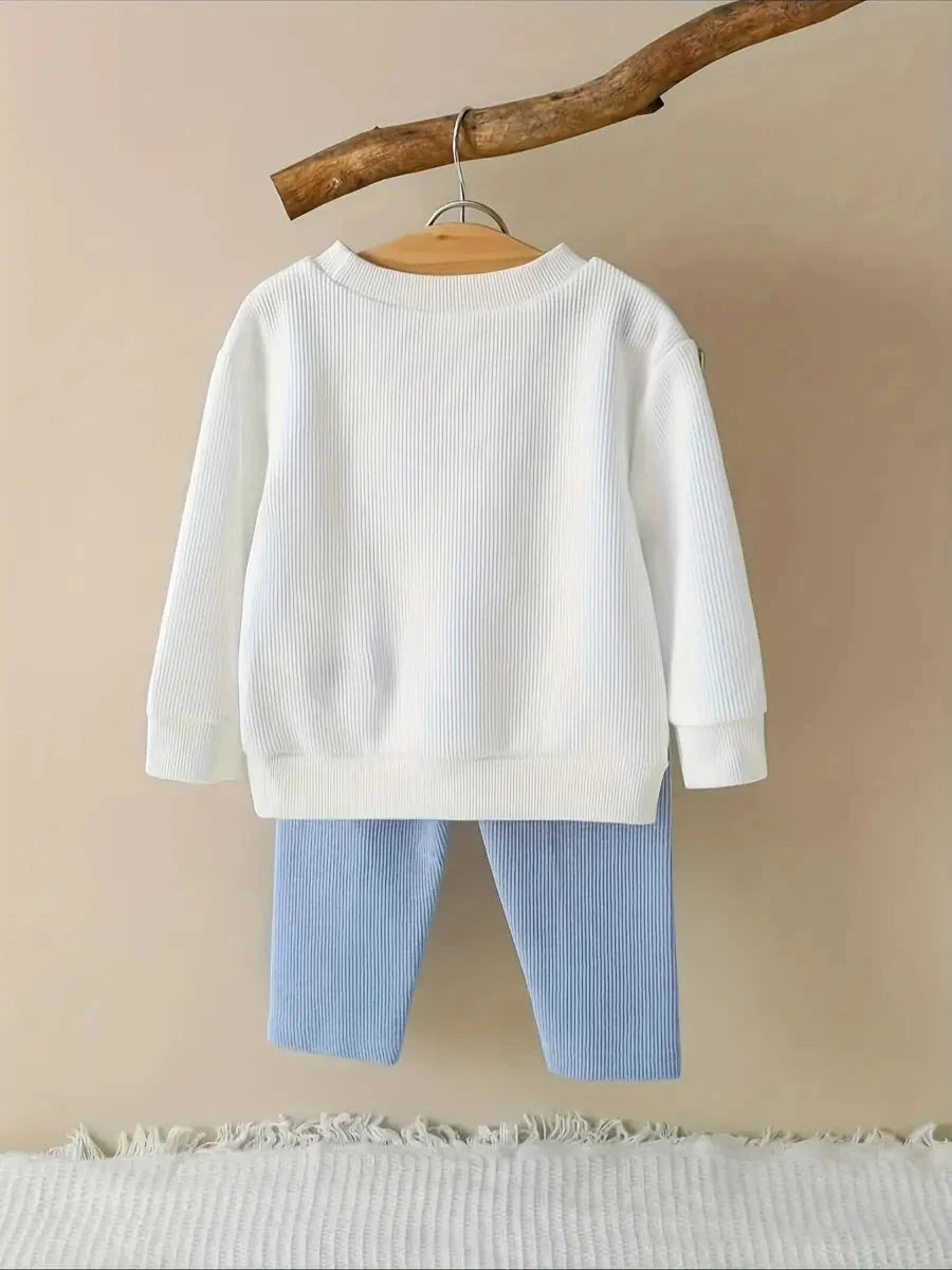 Conjunto 2 Peças Bebê Menina Blusa Manga Longa com Laços Calça Canelada Conjunto Menina 11 Kabannas 