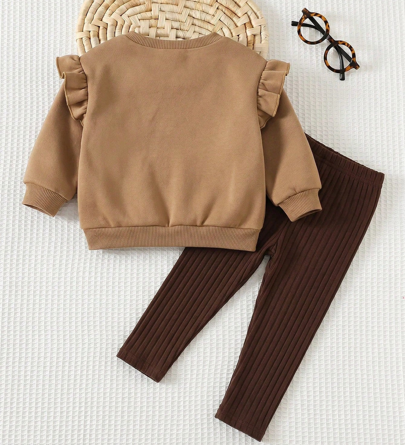 Conjunto 2 Peças Bebê Menina Moletom Ursinho Manga Babado Fleece e Legging Canelada 001 Conjunto Menina 05 Kabannas 