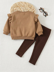 Conjunto 2 Peças Bebê Menina Moletom Ursinho Manga Babado Fleece e Legging Canelada 001 Conjunto Menina 05 Kabannas 