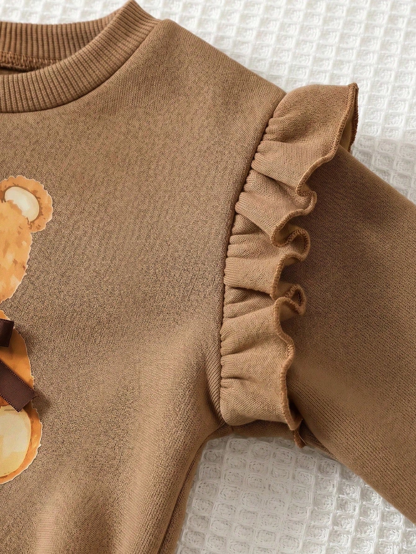 Conjunto 2 Peças Bebê Menina Moletom Ursinho Manga Babado Fleece e Legging Canelada 001 Conjunto Menina 05 Kabannas 