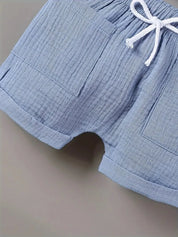 Conjunto 2 Peças Bebê Menino Camisa Listrada Manga Curta e Shorts com Elástico Conjunto Menino 21 Kabannas 