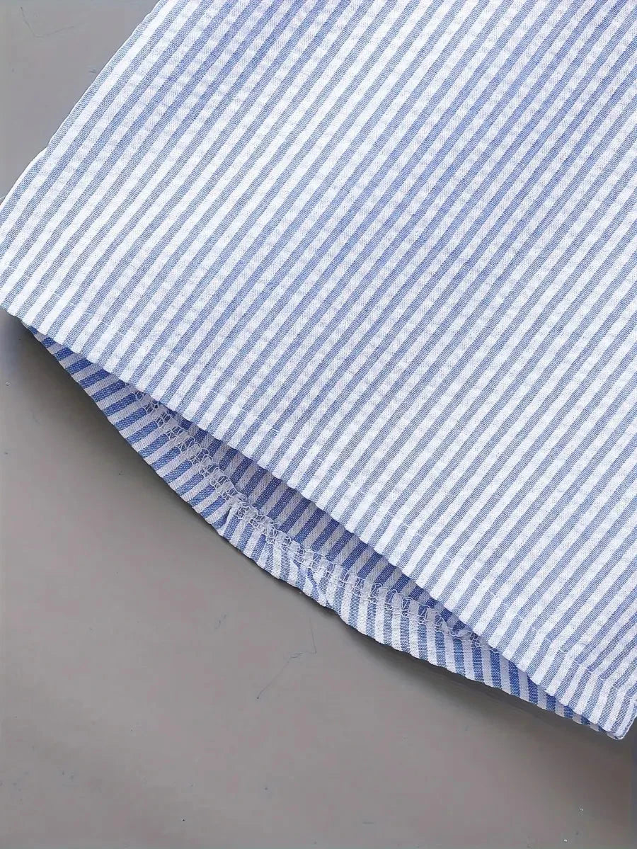 Conjunto 2 Peças Bebê Menino Camisa Listrada Manga Curta e Shorts com Elástico Conjunto Menino 21 Kabannas 