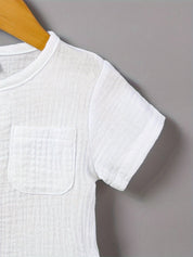 Conjunto 2 Peças Bebê Menino Camiseta Manga Curta e Shorts Musseline Conjunto Menino 20 Kabannas 