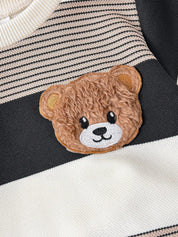 Conjunto 2 Peças Bebê Menino Camiseta Manga Curta Listrada Urso e Shorts Elástico 001 Conjunto Menino 10 Kabannas 