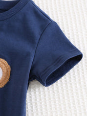 Conjunto 2 Peças Bebê Menino Camiseta Manga Curta Urso e Shorts Listrado 001 Conjunto Menino 08 Kabannas 