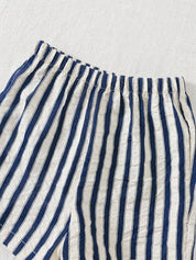 Conjunto 2 Peças Bebê Menino Camiseta Waffle Bolso Patchwork e Shorts Listrado 001 Conjunto Menino 02 Kabannas 