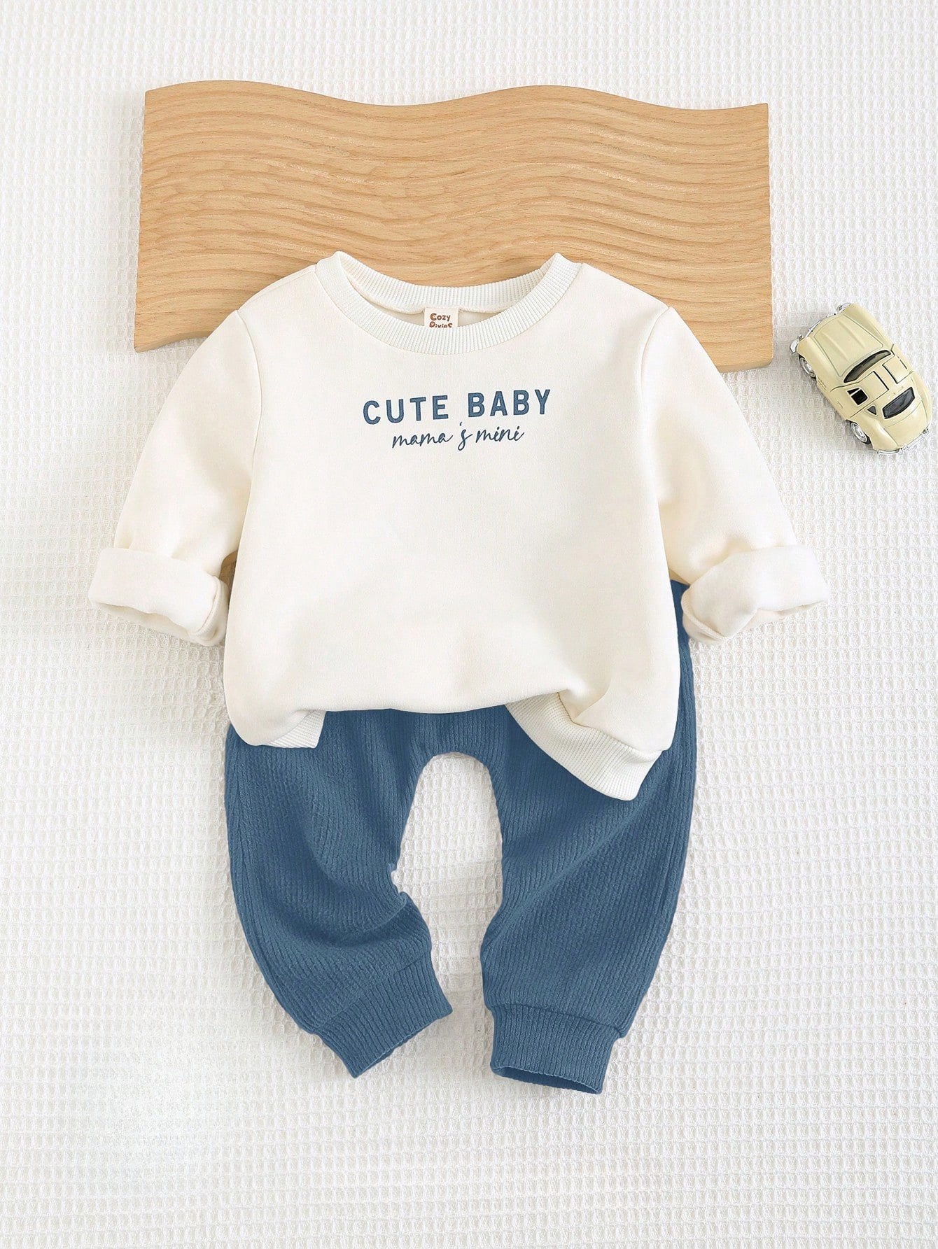 Conjunto 2 Peças Bebê Menino Moletom Cute Baby e Calça Canelada 001 Conjunto Menino 05 Kabannas Azul Recém-nascido 