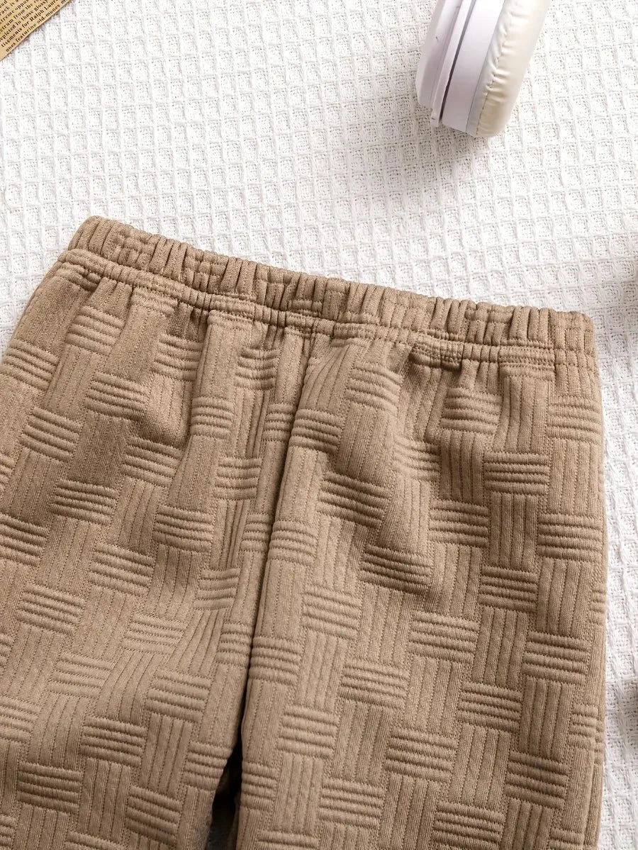 Conjunto 2 Peças Infantil Masculino Polo Jacquard Aplique Ursinho Calça Jogger Bege Conjunto Menino 03 Kabannas 