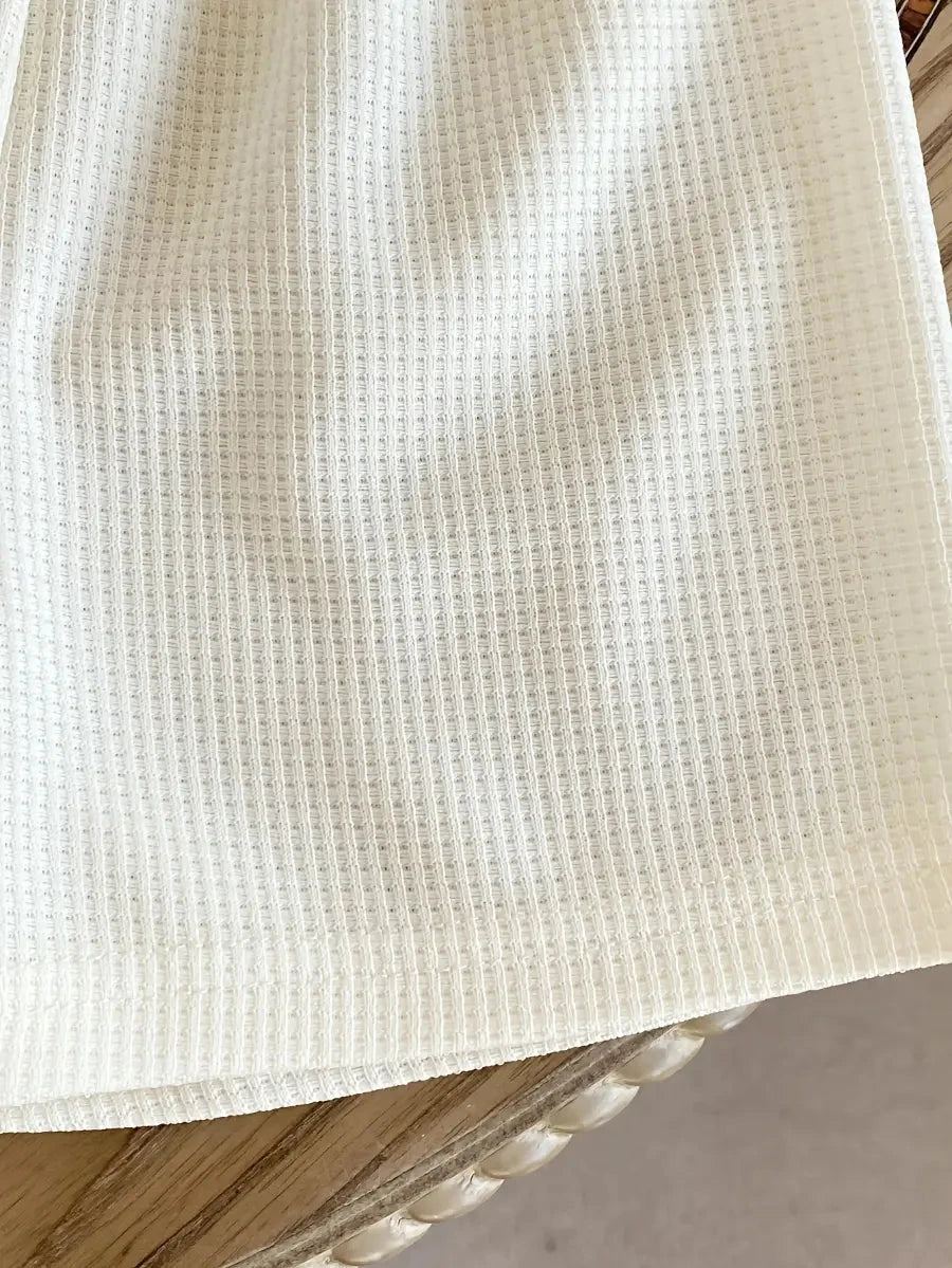 Conjunto 2 Peças Infantil Masculino Polo Manga Curta Malha Waffle Off-White Shorts Elástico Conjunto Menino 01 Kabannas 