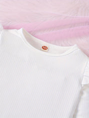 Conjunto 2 Peças Infantil Menina Blusa Canelada Manga Longa com Babado e Saia Cotelê com Laço Conjunto Menina 23 Kabannas 