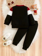 Conjunto 2 Peças Infantil Menino Moletom Canelado Colorblock Blusa Manga Longa e Calça Jogger Conjunto Menino 13 Kabannas 