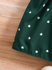 Conjunto 2 Peças Infantil Vestido Alça Franzido Estampa Coração com Chapéu Vestido Infantil 04 Kabannas 