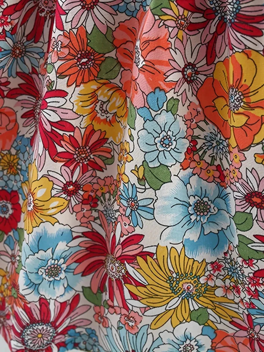 Conjunto 2 Peças Vestido Floral sem Mangas e Bolsa de Palha Bebê Menina Vestido Infantil 03 Kabannas 