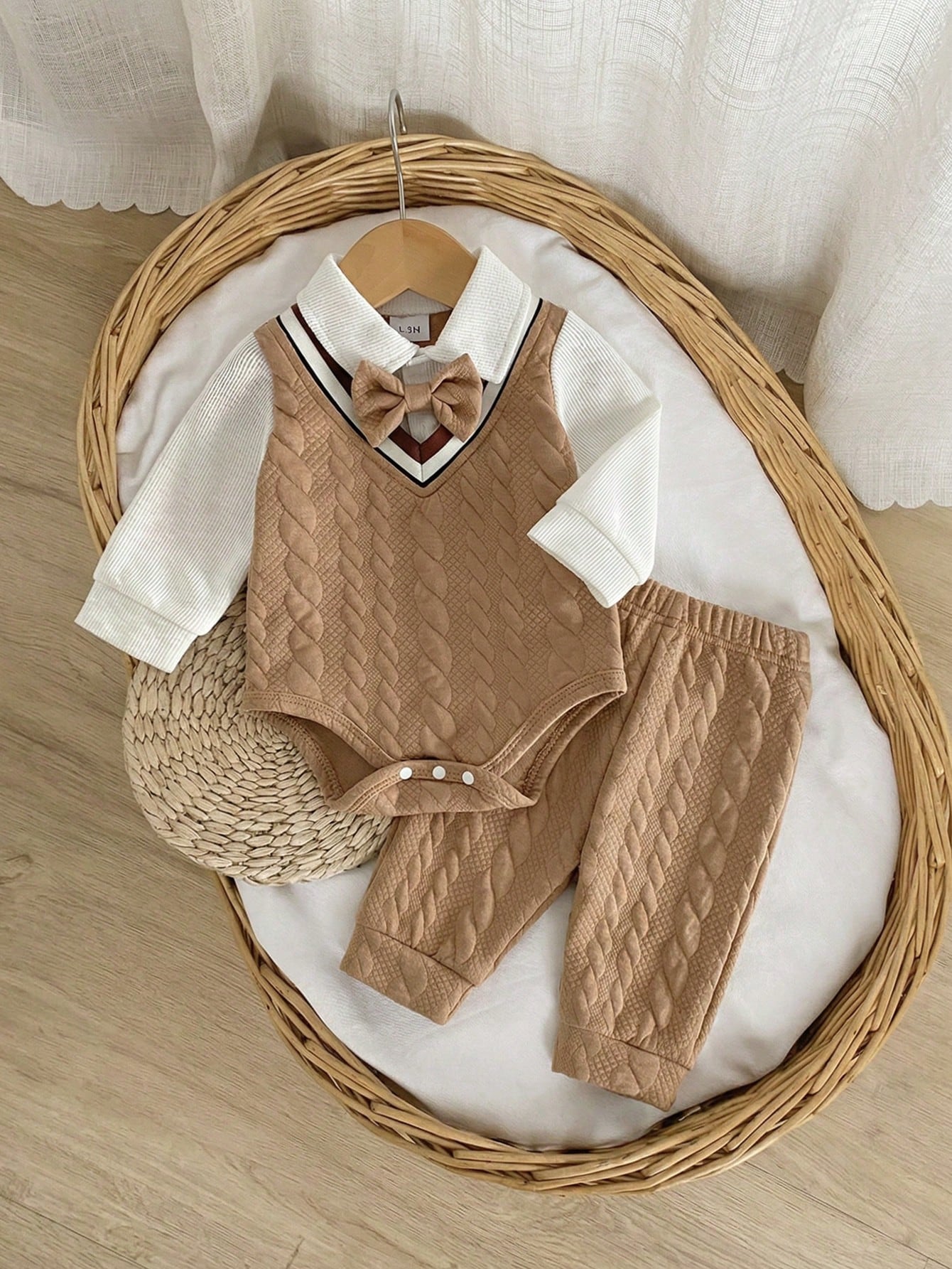 Conjunto 3 Peças Bebê Menino Body Colete Texturizado Calça 001 Conjunto Menino 12 Kabannas 