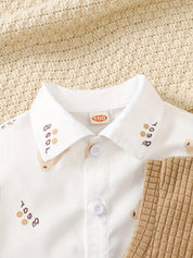 Conjunto 3 Peças Bebê Menino Camisa Colete Waffle e Calça Elástica Urso Conjunto Menino 24 Kabannas 