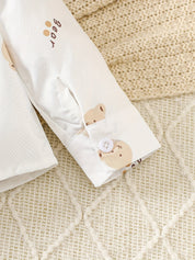 Conjunto 3 Peças Bebê Menino Camisa Colete Waffle e Calça Elástica Urso Conjunto Menino 24 Kabannas 