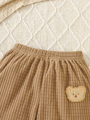 Conjunto 3 Peças Bebê Menino Camisa Colete Waffle e Calça Elástica Urso Conjunto Menino 24 Kabannas 