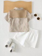 Conjunto 3 Peças Bebê Menino Camisa Listrada e Shorts com Lenço 001 Conjunto Menino 09 Kabannas 