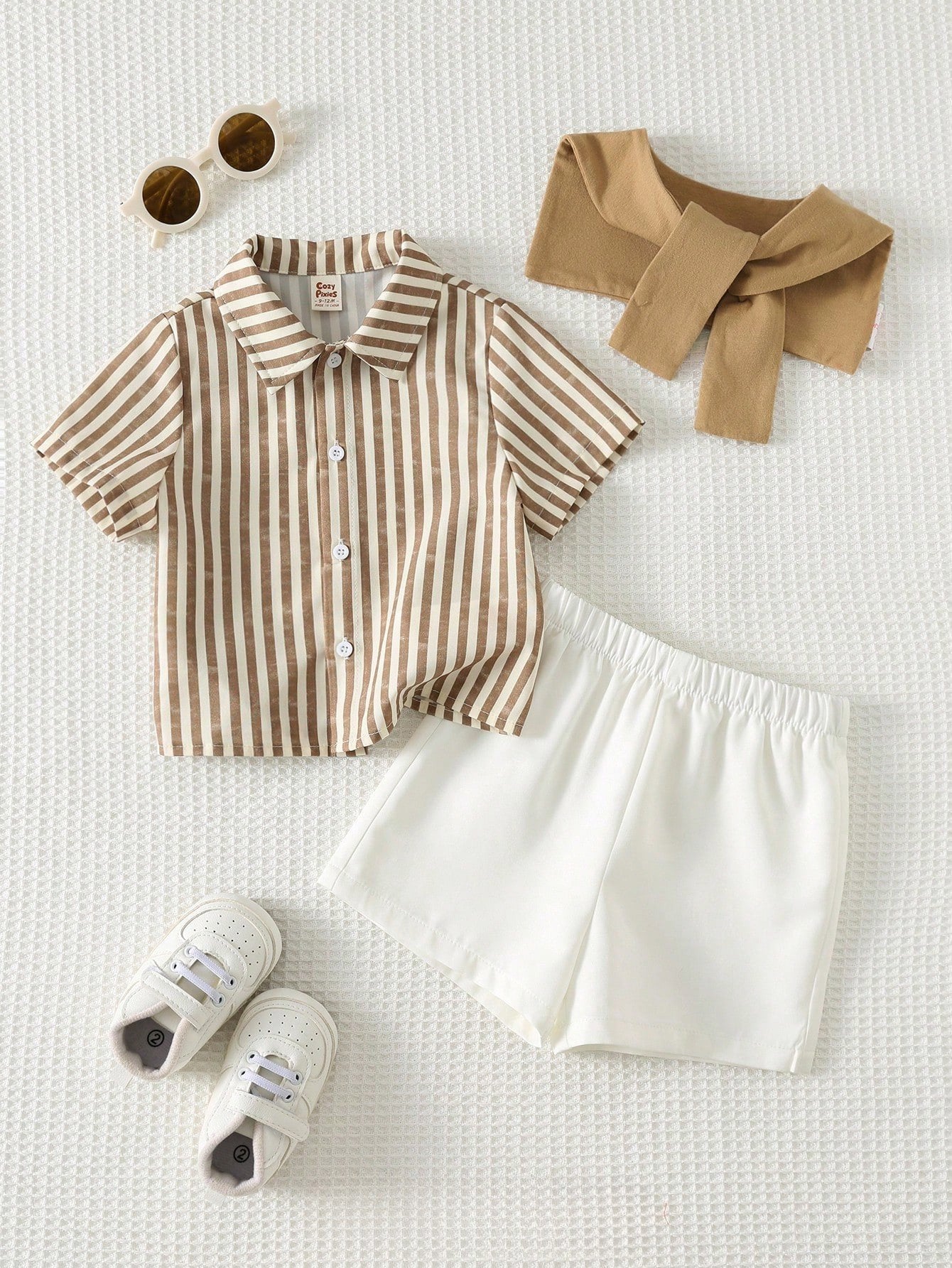 Conjunto 3 Peças Bebê Menino Camisa Listrada e Shorts com Lenço 001 Conjunto Menino 09 Kabannas 
