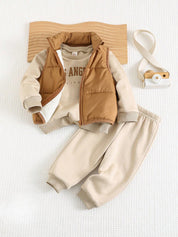 Conjunto 3 Peças Bebê Menino Moletom Los Angeles Colete Sherpa e Calça Jogger 001 Conjunto Menino 11 Kabannas 
