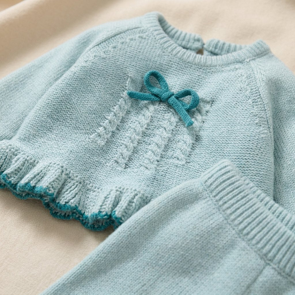 Conjunto Bebê Menina Inverno Tricot 3 Peças com Gorro Moda Vintage Infantil 94 Kabannas 
