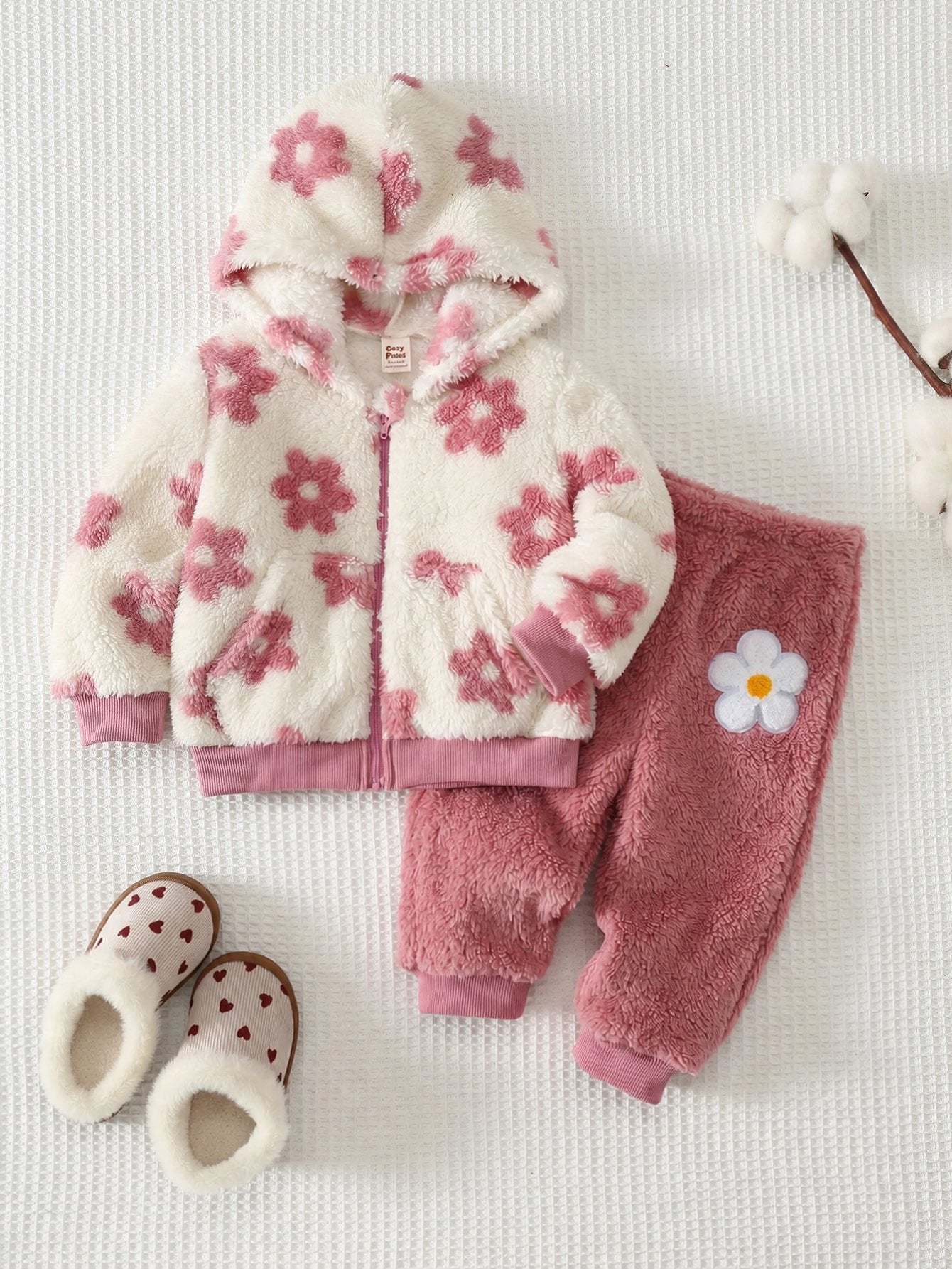 Conjunto Bebê Menina Jaqueta Fleece Floral e Calça 004 Conjunto Menina 15 Kabannas 