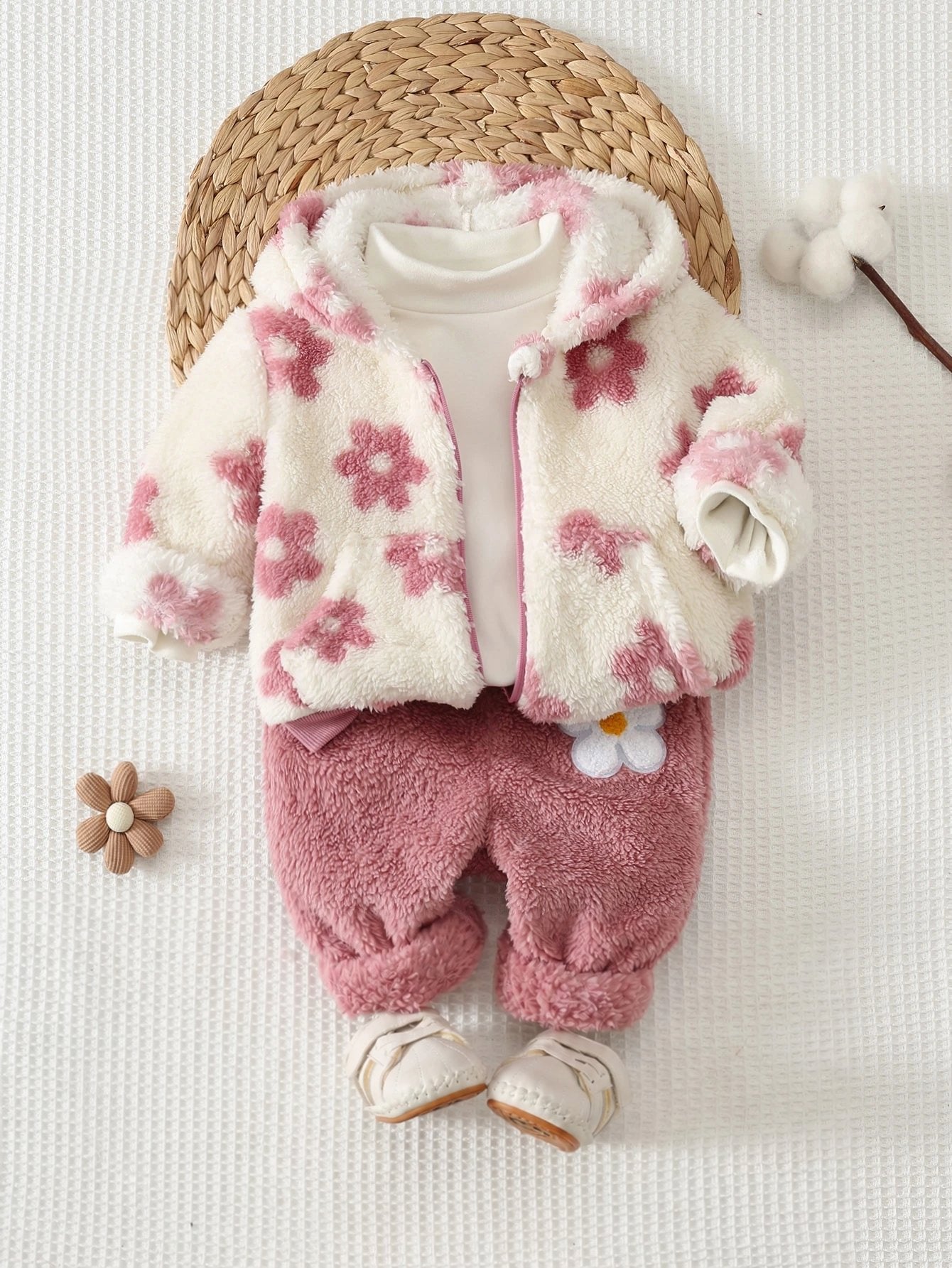 Conjunto Bebê Menina Jaqueta Fleece Floral e Calça 004 Conjunto Menina 15 Kabannas 