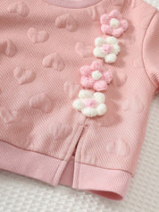Conjunto Bebê Menina Moletom Coração Flores 3D e Calça 004 Conjunto Menina 18 Kabannas 
